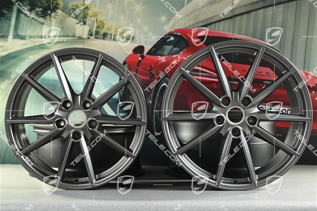20"+21" Felgensatz Carrera S, Felgen 8,5J x 20 ET53 + 11J x 21 ET66, platinum-seidenmatt