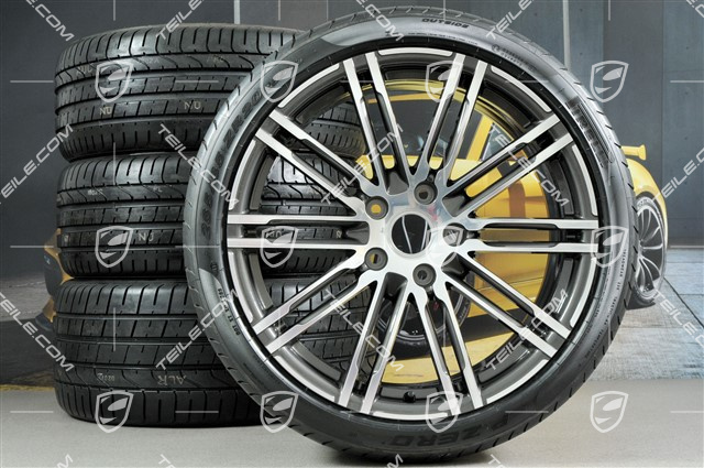 20" Sommerräder Satz, Turbo III, Felgen 8,5J x 20 ET57 + 10J x 20 ET50 + NEUE Pirelli PZero Sommerreifen 235/35 ZR20 + 265/35ZR20, mit RDK-Sensoren