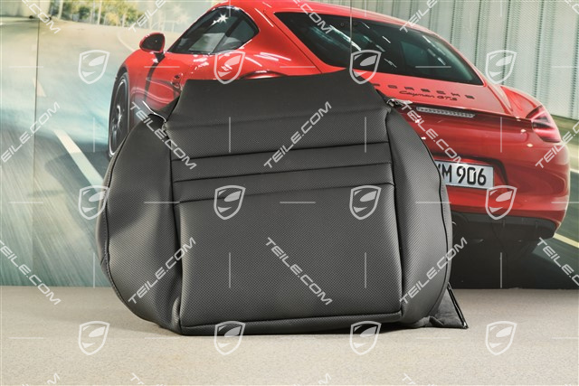 Front sports seat upholstery / cover lower part / cushion, Vented / heated seats, Leather, Black, R