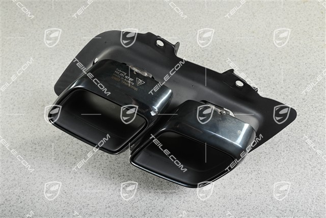 Turbo S, Exhaust system tail pipe, 4-pipe look, Black chrome, L