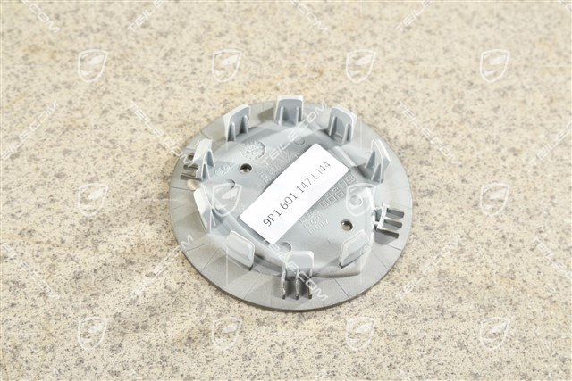 Hub cap, concave, emblem in Rhodium, Rhodium Grey