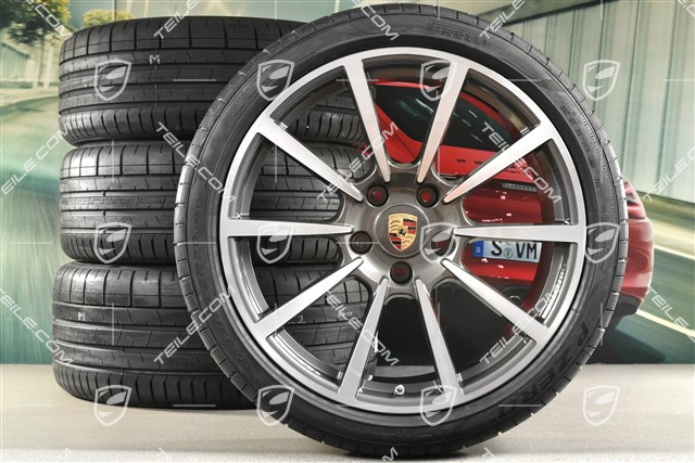 20" Sommerräder Satz, Carrera Classic, Felgen 8J x 20 ET57 + 9,5J x 20 ET45 + NEUE Pirelli PZero Sommerreifen 235/35 ZR20 + 265/35ZR20, mit RDK-Sensoren