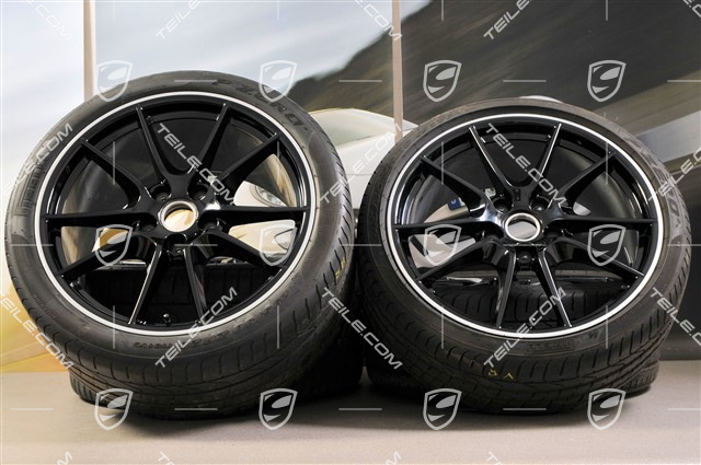 20" Carrera S III summer wheels set, rims 8.5J x 20 ET51 + 11J x 20 ET70 + NEW Pirelli P Zero summer tyres 245/35 ZR20 + 295/30 ZR20, with TPMS sensors, high-gloss black