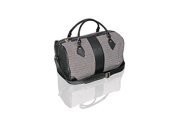 "60Y 911" Touring Bag 911 "60 Jahre 911", Pepita Muster in Schwarz/Rot, Jubiläumsplakette 50/30/28 cm