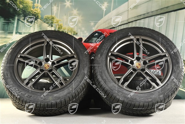 19-inch "Macan Turbo" winter wheels set, rims 8J x 19 ET21 + 9J x 19 ET21, Pirelli winter tyres 235/55 R 19 + 255/50 R 19, with TPMS, platinum satin-matt