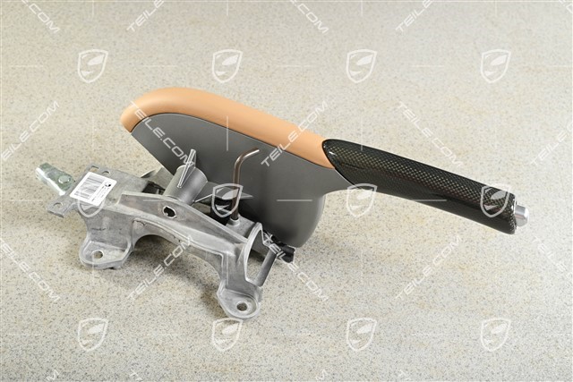Handbremshebel komplett, Carbon, Leder, Sandbeige