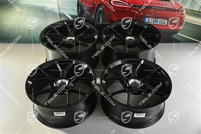 20"+21" GT3 / GT3RS, komplet felg, felgi z centralnym mocowaniem 9J x 20 ET43 + 11,5J x 21 ET46, odpowiednie do użytku zimowego, czarne satynowo-matowe