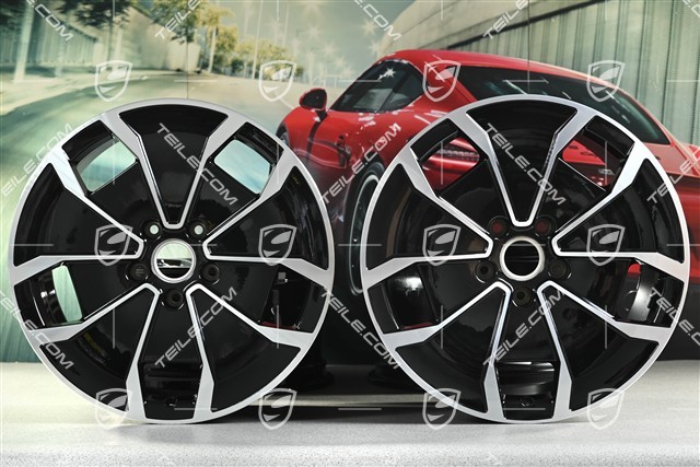 20" Felgensatz Turbo Aero Design, 9J x 20 ET54 + 11J x 20 ET60, schwarz hochglanz mit glanzgedrehter Stirnf