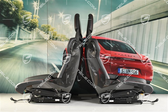 Carbon full bucket seats, leather+Race-Tex, black/red, GT3 logo, L+R