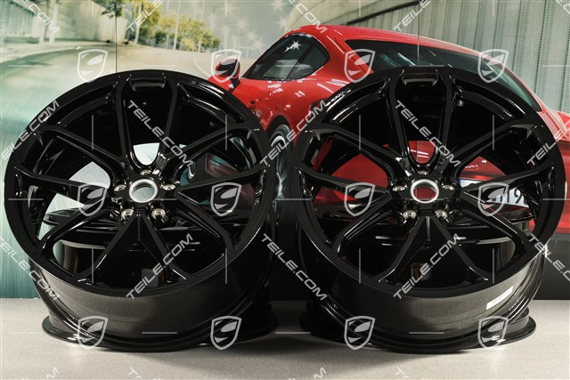 21" GT Design Felgensatz, 9,5J x 21 ET27 + 10J x 21 ET19, schwarz hochglanz