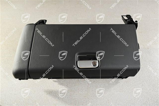 Glove compartment, complete, leather, black (damaged leather)