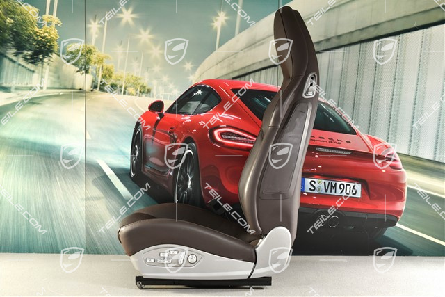 Seat, el. adjustable, 14-way, lumbar, ventilation, leather, espresso, with Porsche crest, L