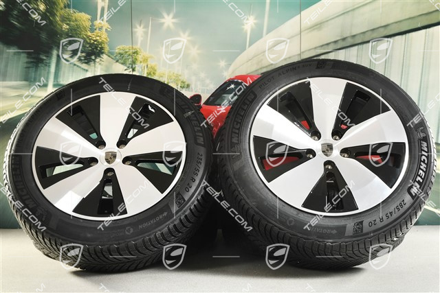 20-inch Macan winter wheel set, rims 7,5J x 20 ET32 + 10J x 20 ET49 + NEW Michelin Pilot Alpin 5 SUV winter tyres 235/55 R20 + 285/45 R20, black high gloss