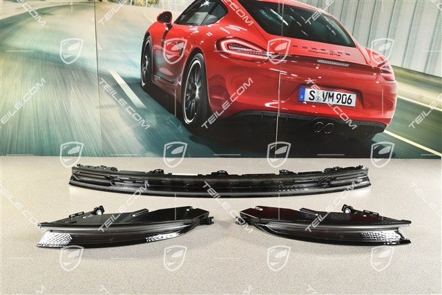 LED tail lights incl. light panel, darkened / black, black inscription, LEFT + CENTER + RIGHT