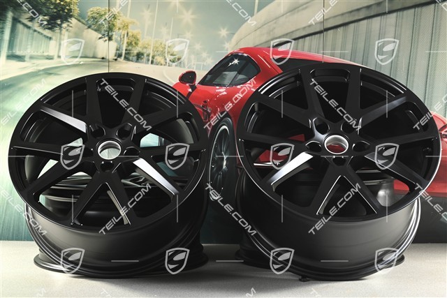 21-inch Panamera Sport Design wheel rim set, 9,5J x 21 ET71 + 11.5J x 21 ET69, black satin matt