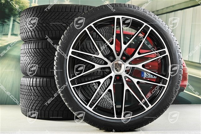 22-inch Macan RS Spyder Design winter wheel set, rims 9J x 22 ET29 + 11J x 22 ET47 + NEW Pirelli winter tyres 255/40 R22 + 295/35 R22, black high gloss