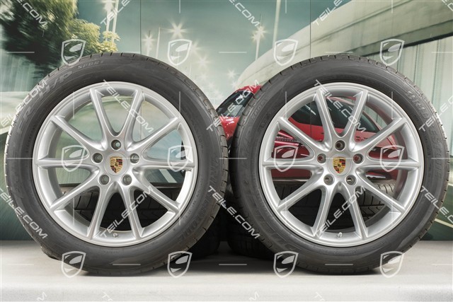 20" koła letnie Cayenne Coupé Design, komplet, felgi 9J x 20 ET50 + 10,5J x 20 ET55 + NOWE opony letnie Bridgestone Dueler H/P Sport 275/45 R20 + 305/40 R20, z czujnikami ciśnienia