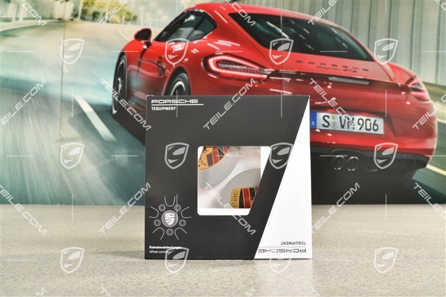Satz Radzierkappen, farbigem Porsche Wappen GT Silber Metallic
