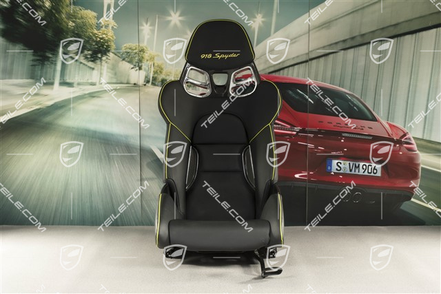 918 Spyder Bucket seat, black/acid green leather, R