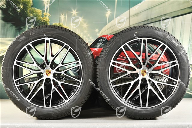 21" koła zimowe RS Spyder Design, komplet, felgi 9,5J x 21 ET46 + 11,0J x 21 ET58 + opony zimowe Pirelli 285/45 R21 + 305/40 R21, z czujnikami ciśnienia, czarny wysoki połysk