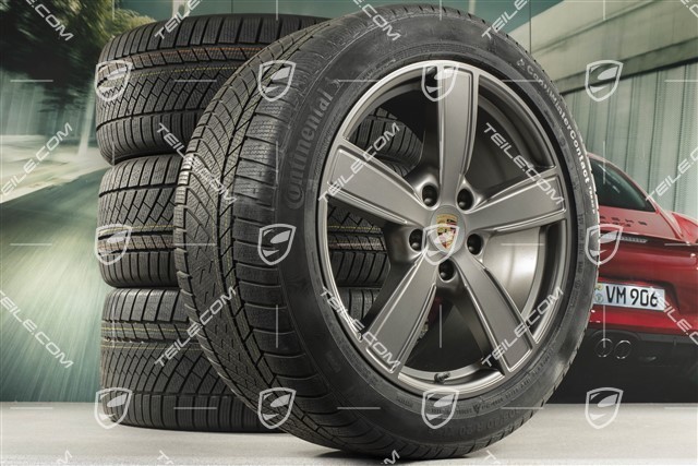 20-inch Cayenne COUPE Sport Classic winter wheel set, rims 9J x 20 ET50 + 10,5J x 20 ET55 +  Continental winter tyres 275/45 R20 + 305/40 R20, with TPMS, Platinum satin mat