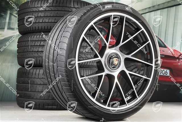 20-inch wheel set Turbo Sport III, central lock, rims 9J x 20 ET51 + 11,5J x 20 ET56 + NEW Pirelli summer tyres 245/35 ZR20 + 305/30 ZR20, black