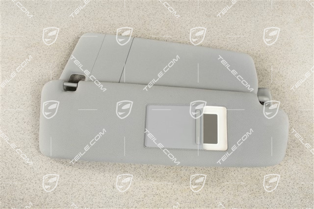 Blenda przeciwsłoneczna, z lusterkiem, Steel grey, Materiałowa, R
