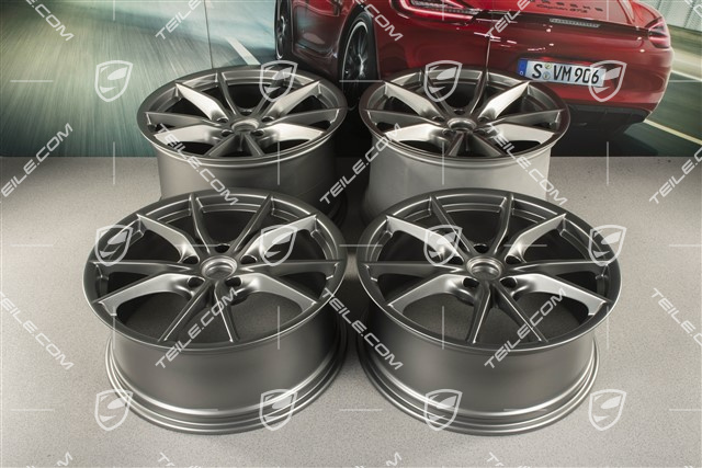 20" komplet felg Carrera S IV, Felgi 8,5 J x 20 ET49 + 11,5 J x 20 ET56, platynowy półmat satyna