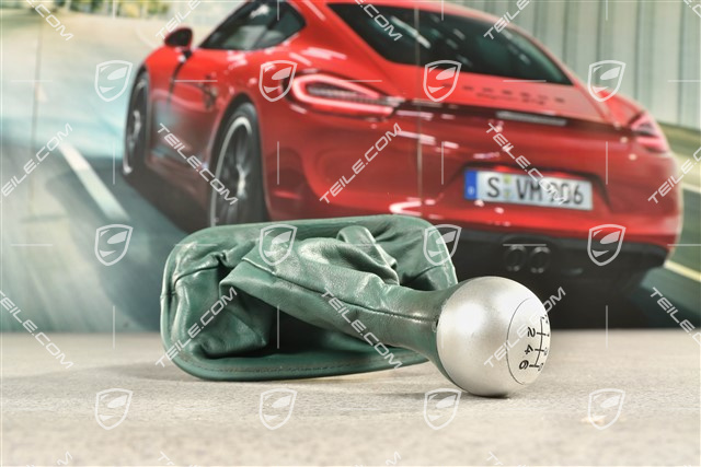 Carrera S, Shift lever / gear shift knob, Nephrite green leather gaiter / sleeve