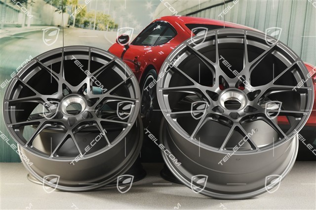 20"+21" GT3RS komplet felg, felgi 10J x 20 ET45 + 13J x 21 ET31, ciemny srebrny / darksilver
