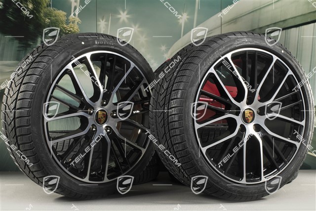 21" Winterräder Satz "Exclusive Design Sport", Felgen 9,5 J x 21 ET71 + 10,5 J x 21 ET71 + NEUE Pirelli Sottozero III Winterreifen 275/35 R21 + 315/30 R21, in Schwarz Hochglanz