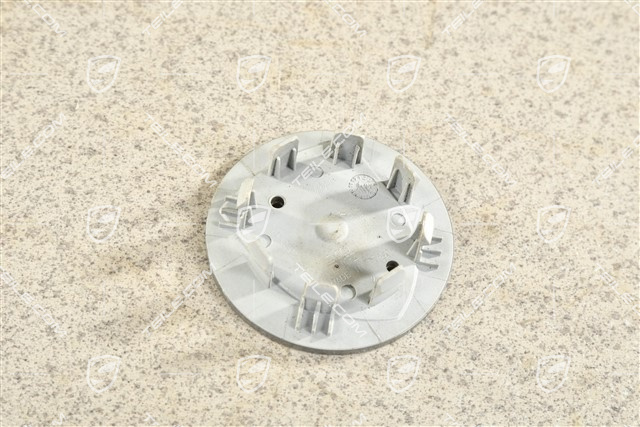 Hub cap, concave, coloured crest, GT Silver