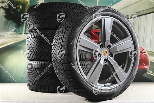 22" Winterräder Cayenne Exclusive Design Sport, Felgen 10J x 22 ET48 +11,5J x 22 ET61 + Pirelli Winterreifen 285/40 R22 + 315/35 R22, in Vesuvgrau