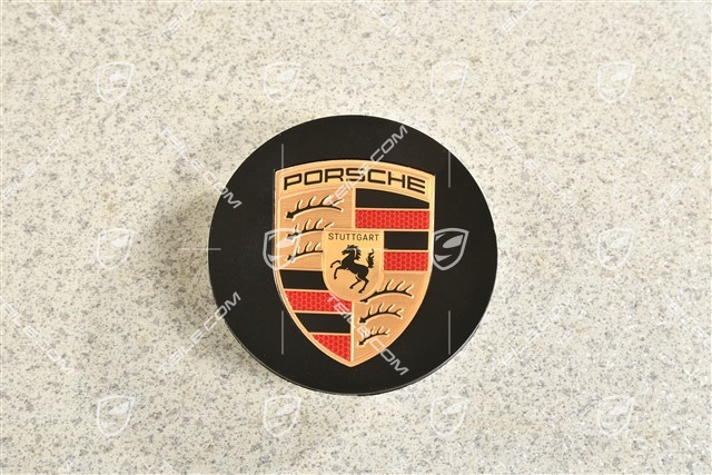 Hub cap, concave, colour emblem, black satin matt