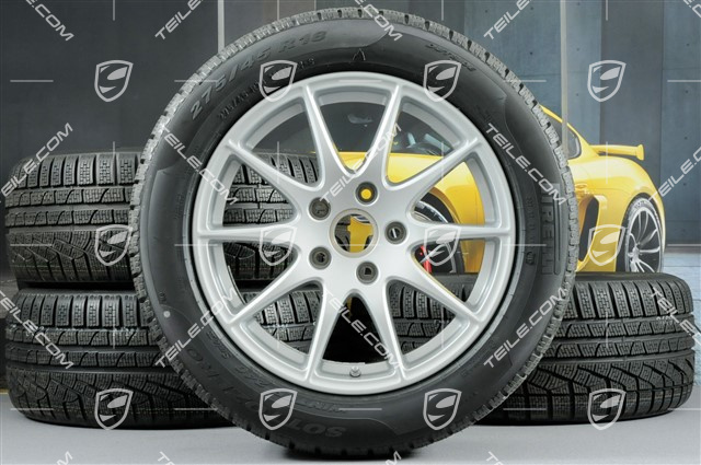 18" komplet kół zimowych Panamera S, felgi 8J x 18 ET59 + 9J x 18 ET53 + opony Pirelli Sottozero II 245/50 R18 + 275/45 R18