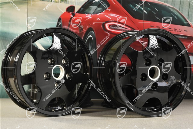 16" Komplet felg Design 90, przednie 6J x 16 ET52,3 + tylne 8J x 16 ET52,3, czarny wysoki połysk