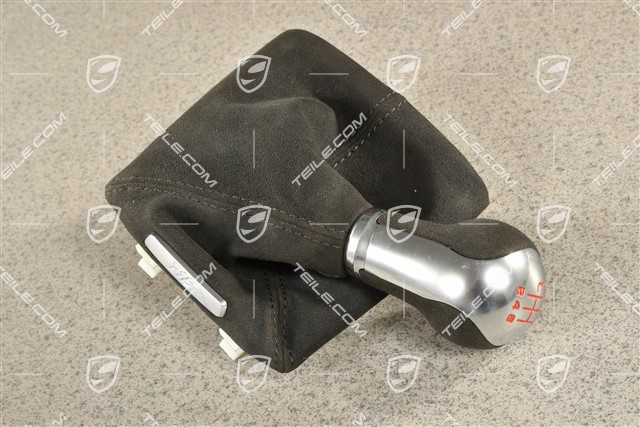 T, Shift lever / gear shift knob, Alcantara, Black, manual transmission