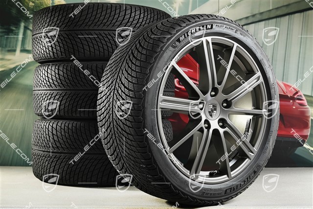 20" Panamera Turbo Koła zimowe, komplet, felgi 9,5J x 20 ET71 + 10,5J x 20 ET71 + NOWE opony zimowe Michelin 275/40 R20 + 315/35 R20, Turbonit