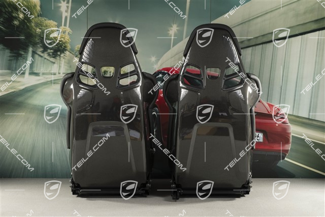 Bucket seats, Carbon, leather+Alcantara, black, seam in Silver, logo GT4, set, L+R