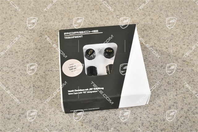 Ventilkappe, Schwarz, „RS“ Schriftzug in Silber, Satz für RDK-Sensoren