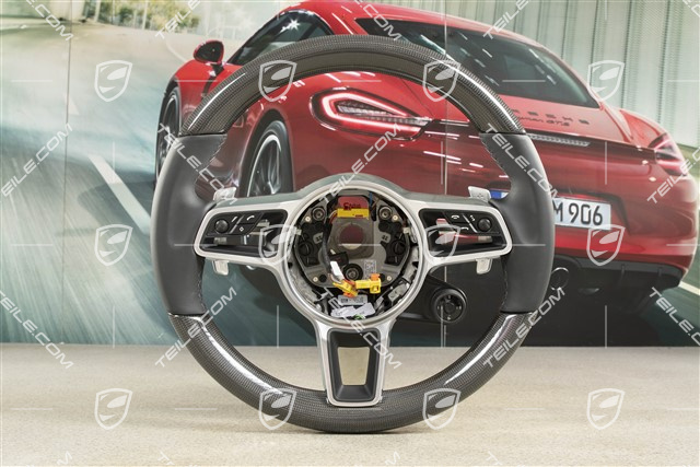 PDK, Multifunktionslenkrad, 3-Speichen, Leder / Carbon, Schwarz / Sport Chrono Paket Plus