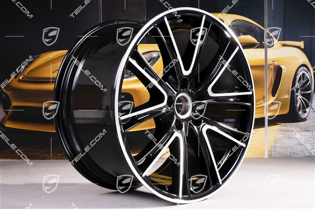 21" Komplet felg Panamera Exclusive, 9,5J x 21 ET71 + 11,5J x 21 ET69, czarny wysoki połysk
