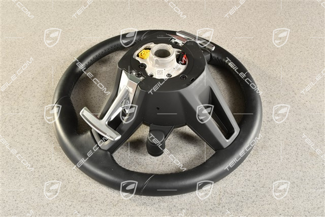 Sportlenkrad, Multifunktionslenkrad, 3-Speichen, Beheizbar, Leder Schwarz / Sport Chrono Paket Plus