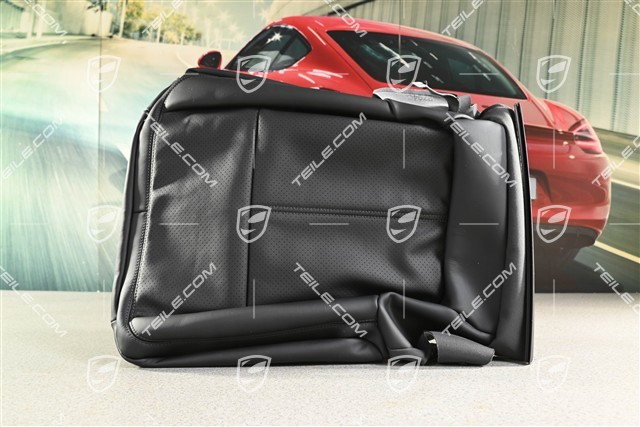 Front seat upholstery / cover, smooth leather, lower part / cushion, Black, R