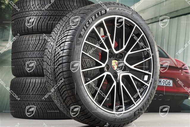 21-inch Cayenne COUPÉ RS Spyder winter wheel set, rims 9,5J x 21 ET46 + 11,0J x 21 ET49 + Michelin Pilot Alpin 5 275/40 R21 + 305/35 R21, with TPMS, black high gloss