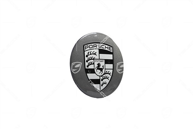 Hub cap set, convex, Titanium Dark, crest black-white, Titanium Dark