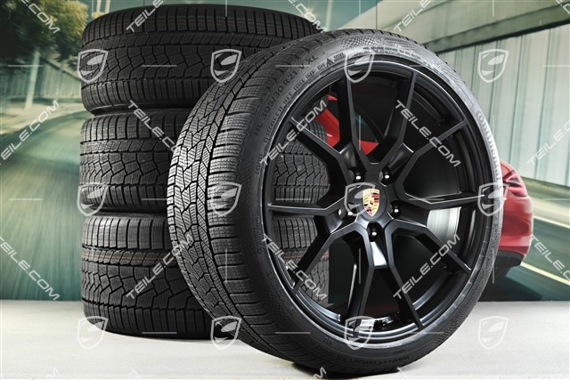 21" koła zimowe RS Spyder Design, komplet, felgi 9,5J x 21 ET60 + 11,5J x 21 ET66 + opony zimowe Continental Winter Contact TS860 S 265/35 R21 + 305/30 R21, czarny satynowy półmat