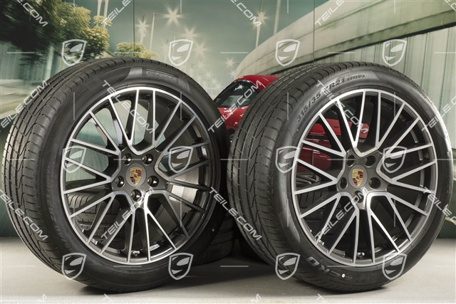 21" koła letnie Cayenne RS Spyder, komplet, felgi 9,5J x 21 ET46 + 11,0J x 21 ET49 + opony letnie Pirelli P Zero 285/40 R21 + 315/35 R21