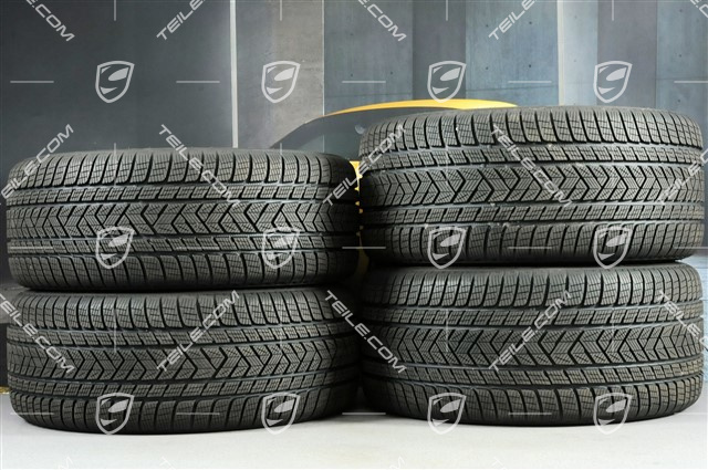 21-inch Cayenne Exclusive Design winter wheel set, rims 9,5J x 21 ET46 + 11,0J x 21 ET58 + Pirelli winter tyres 275/40 R21 + 305/35 R21, with TPMS, Platinum Satin Matt