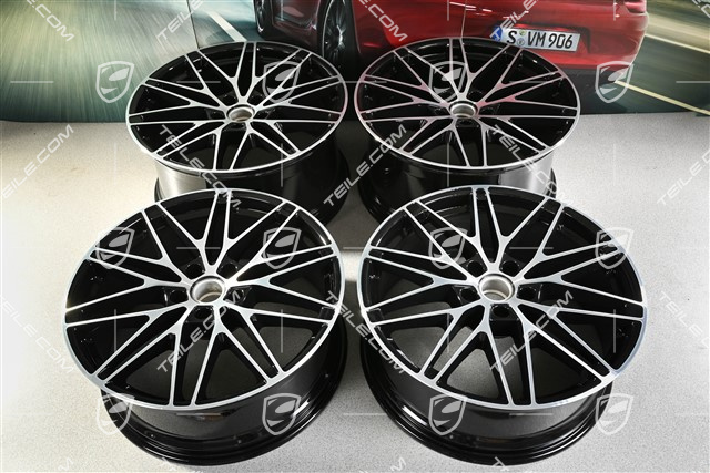 22" Macan RS Spyder Design wheel set, 9J x 22 ET29 + 11J x 22 ET47, high-gloss black